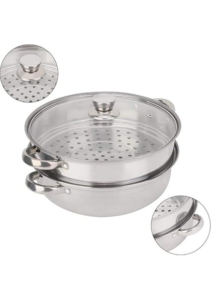 28cm tarzı 28 cm 2 Katlı Buharlı Paslanmaz Çelik Mutfak Çorba Pişirme Tenceresi ile Kapak (Yurt Dışından) fiyatları