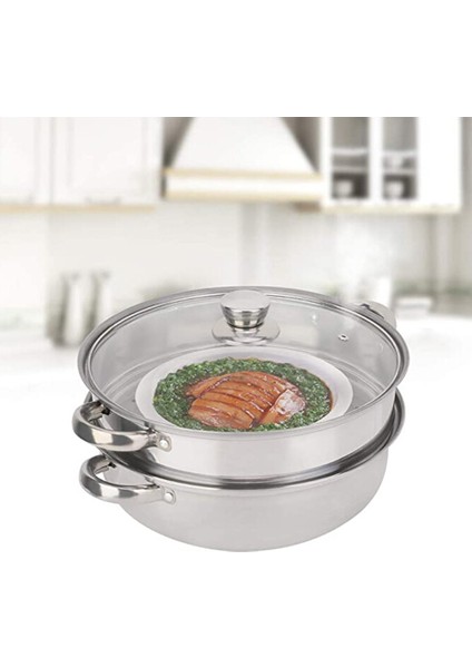 28cm tarzı 28 cm 2 Katlı Buharlı Paslanmaz Çelik Mutfak Çorba Pişirme Tenceresi ile Kapak (Yurt Dışından) modelleri
