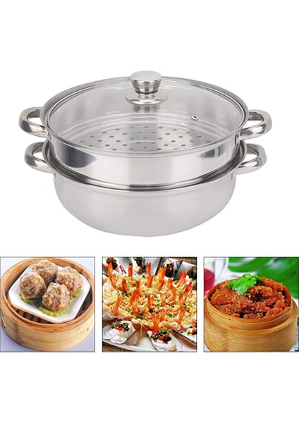 28cm tarzı 28 cm 2 Katlı Buharlı Paslanmaz Çelik Mutfak Çorba Pişirme Tenceresi ile Kapak (Yurt Dışından) fırsatları