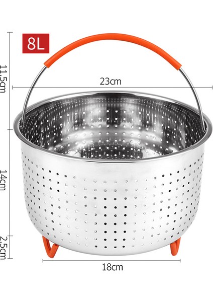 8l Tarzı 1.l Hızlı Pişirici Için 304 Paslanmaz Çelik Buhar Sepeti Instant Pot Aksesuarları Silikon Kaplı Kulp ile (Yurt Dışından)