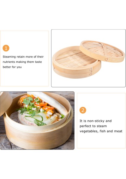 16.5cm Tarzı Yemek Buharlığı Çok Fonksiyonlu Bambu Buhar Sepeti Dim Sum Mantı Yemek Buhar Makinesi ile Kapak Restoran Ev Için (Yurt Dışından) indirimleri