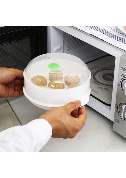 Avrupa Tek Katmanlı Plastik Buharlı Mikrodalga Fırın Buharlı Yuvarlak Plastik Mikrodalga Fırın Kapağı ile Mutfak Pişirme Araçları (Yurt Dışından)