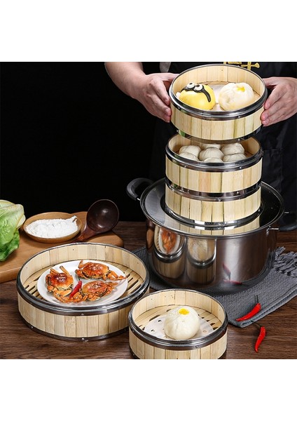 4.5 Kapak Stili Bambu Gıda Buharlı Pişirici Paslanmaz Çelik Bantlama Kapaksız Buhar Sepeti Mantı, Dim Sum Sepeti Pişirici Mutfak Aleti (Yurt Dışından) indirimleri