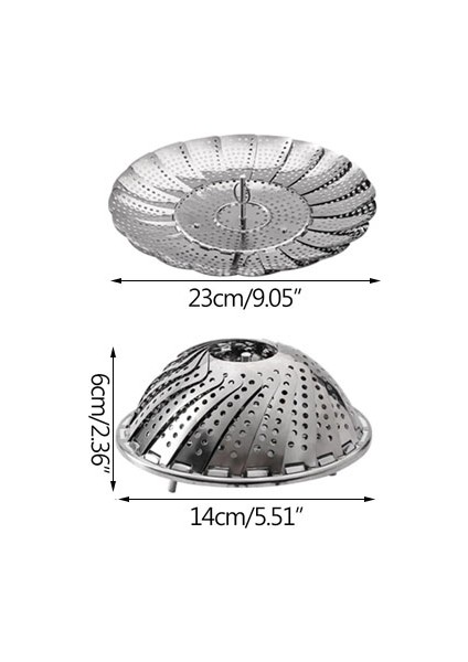 23 cm Stilini Genişlet Katlanabilir Tabak Buhar Paslanmaz Çelik Gıda Buharlı Sebze Pişirici Buhar Sepeti Ağ Yemek Pişirici Steamer Genişletilebilir Pannen Mutfak Aracı (Yurt Dışından)