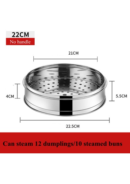 22CM Tarzı Yuvarlak Paslanmaz Çelik Dumpling Buharlığı Yemek Buhar Izgarası ile Sap Kapağı Pilav Tenceresi Mutfak Pişirme Aksesuarları (Yurt Dışından)