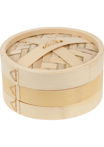 16.5X16.5X11CM Stili Bambu Buharda Sebzeli Sepet Kapaklı Mutfak Pişirme Aracı (Yurt Dışından)