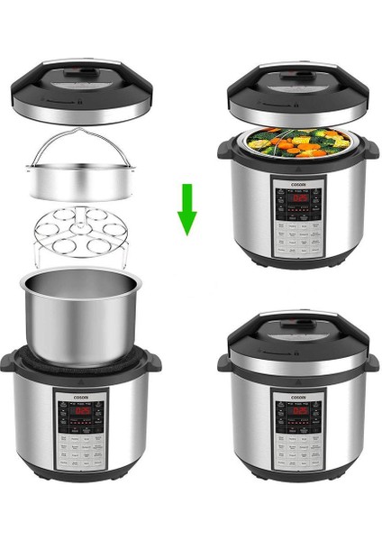 Instant Pot Qt Elektrikli Basınç Tenceresi ile Uyumlu Paslanmaz Çelik Buhar Sepeti ve Yumurta Buhar Rafı Trivet (Yurt Dışından)