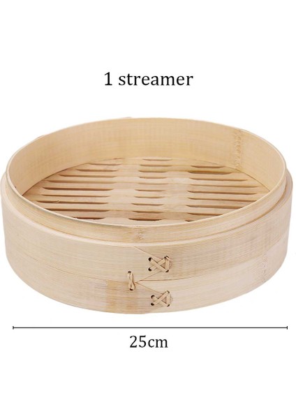 25CM 1 Adet Vapur Stili Buharlı Bambu Pişirme Sepeti Mantyshnica Dumpling Dim Sum Balık Pilav Sebze Atıştırmalık Seti Mutfak Pişirme Araçları Kapaklı Buhar Tenceresi (Yurt Dışından)