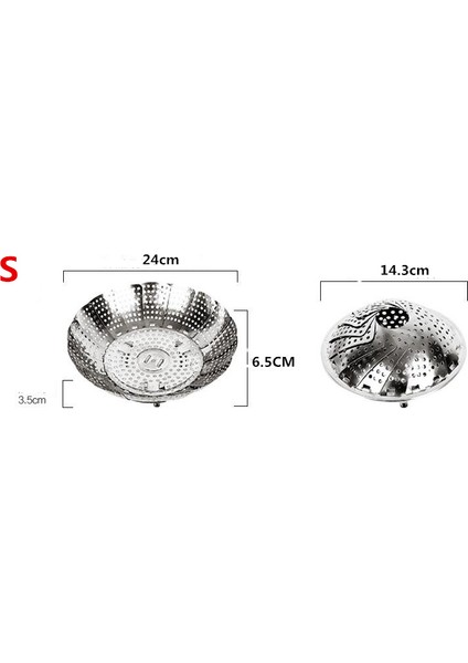 S Tarzı Çekilebilir Paslanmaz Çelik Gıda Meyve Sebze Süzgeç Tencere Buharlı Pişirici Buhar Tepsi Katlanabilir Buharlı Kase (Yurt Dışından)