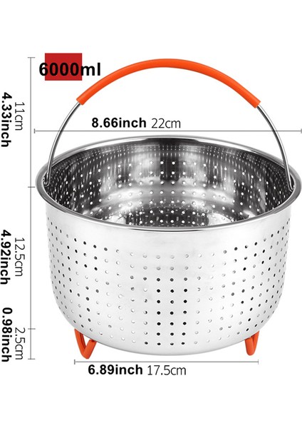 6000ML Tarzı Paslanmaz Çelik Buhar Tenceresi Aksesuarları ile Silikonlu Sebze Sepeti - Instant Pot Mutfak Süzgeci (Yurt Dışından)
