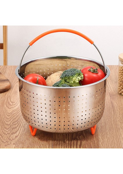 6000ML Tarzı Paslanmaz Çelik Buhar Tenceresi Aksesuarları ile Silikonlu Sebze Sepeti - Instant Pot Mutfak Süzgeci (Yurt Dışından)