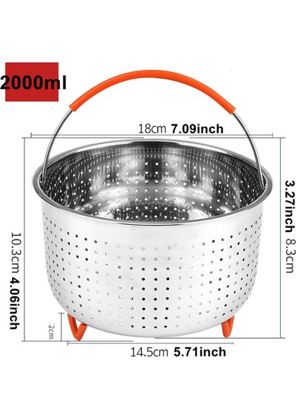 2000ML Tarzı Paslanmaz Çelik Buhar Tenceresi Aksesuarları ile Silikonlu Sebze Sepeti - Instant Pot Mutfak Süzgeci (Yurt Dışından)