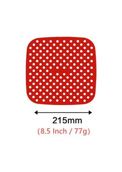 Kare 8.5 Inç Kırmızı Stil Yeniden Kullanılabilir Silikon Hava Fritöz Lider Fritöz Matı Anti-Yapışkan Pişirme Matı Mutfak Aracı Pastane Fırın Matı Kek Izgara Tabak (Yurt Dışından)