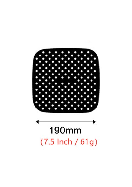 Kare 7.5 Inç Siyah Stil Yuvarlak Kare Silikon Hava Fritözü Lider Yapışmaz Fırın Mat Hamur Işleri Aksesuarı Yeniden Kullanılabilir Fırın Tepsisi Yağ Matları Kek Izgara Tabak - (Yurt Dışından)
