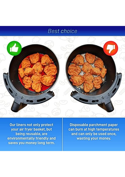 8.5 Kare Kırmızı Stil Hava Fritözü Ped Gıda Sınıfı Yeniden Kullanılabilir Silikon Kaymaz Yuvarlak Hava Fritözü Matı Yapışmaz Buhar Sepeti Mat Pişirme Mutfak Aracı (Yurt Dışından)