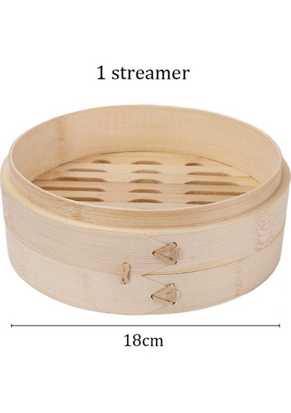 18CM 1 Adet Vapur Stili Buharlı Bambu Pişirme Sepeti Mantyshnica Dumpling Dim Sum Balık Pilav Sebze Atıştırmalık Seti Mutfak Pişirme Araçları Kapaklı Buhar Tenceresi (Yurt Dışından)