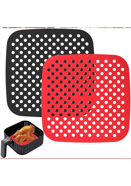 Siyah Kare Tarzı 2021 Büyük Silikon Aksesuarlar Hava Fritözü Kalıbı Yapışmaz Dayanıklı Paspas Ölçek Yer Mat Mutfak Gereçleri Tekrar Kullanılabilir Kare Hava Fritözü Araçları (Yurt Dışından)