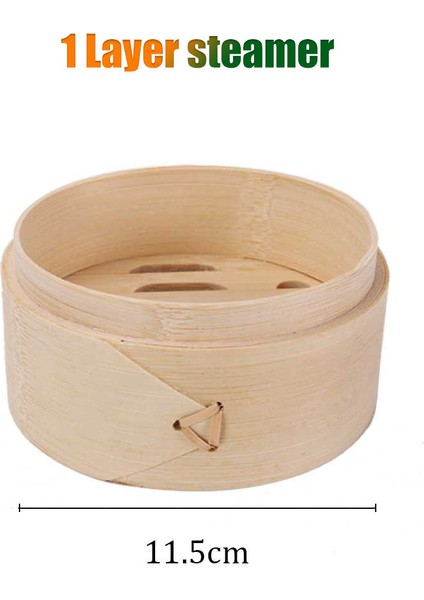 11.5cm 1 Buharlı Stil Bambu Buharlı Steamer Pişirici Sepeti Mantı Dim Sum Kahvaltı Buğulanmış Ekmek Mantılar Yumurtalar Balık Ev Işletme Kullanımı El Cilalı (Yurt Dışından)