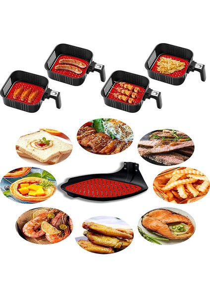 Mor Tarzı Airware Yeniden Kullanılabilir Hava Fritözü Silikon Aksesuarları Liners Inç Kare Yuvarlak Yapışmaz Silikon Hava Fritözü Sepet Matları (Yurt Dışından)