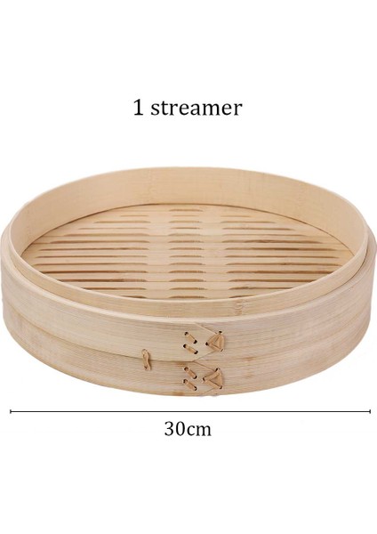 30CM 1 Adet Vapur Stili Buharlı Bambu Pişirme Sepeti Mantyshnica Dumpling Dim Sum Balık Pilav Sebze Atıştırmalık Seti Mutfak Pişirme Araçları Kapaklı Buhar Tenceresi (Yurt Dışından)