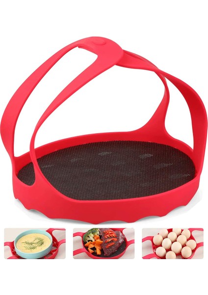 Kırmızı Stil Silikon Baskı Tencere Askısı Buhar Tabağı Yemek Kalitesi Bakeware Askı Kaldırıcı Buharlı Yumurta Askısı (Yurt Dışından) fiyatları