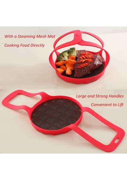 Kırmızı Stil Silikon Baskı Tencere Askısı Buhar Tabağı Yemek Kalitesi Bakeware Askı Kaldırıcı Buharlı Yumurta Askısı (Yurt Dışından) fırsatları