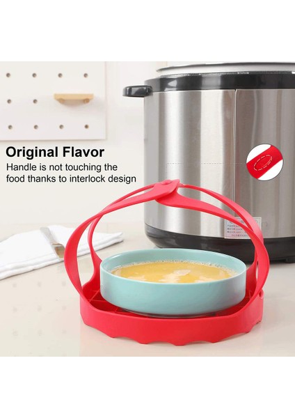 Kırmızı Stil Silikon Baskı Tencere Askısı Buhar Tabağı Yemek Kalitesi Bakeware Askı Kaldırıcı Buharlı Yumurta Askısı (Yurt Dışından) indirimleri