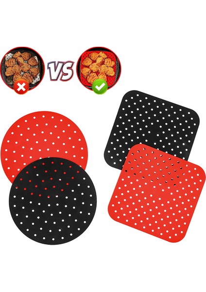 A-KARE-SIYAH21.5CM Stili Hava Fritözü Için 8 Inç Non-Stick Silikon Fritöz Sepeti Mat Gıda Sınıfı Hava Fritözü Liner Buharlı Pişiriciler Mutfak Aksesuarları (Yurt Dışından) fiyatları