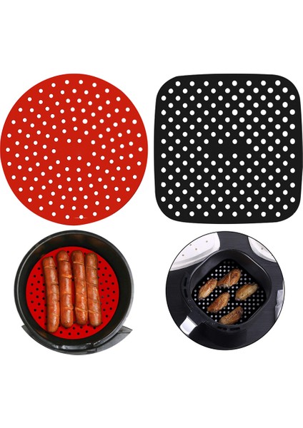 No.4 Tarzı Hava Fritözü Linerleri Yapışmaz Ped Delikli Silikon Buhar Matı Olmayan Yapışmaz Fritöz Matı Mutfak Fırın Aksesuarları (Yurt Dışından) fırsatları