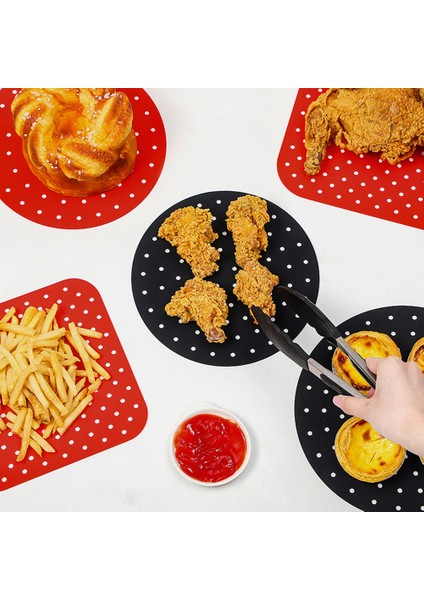 A-Kare-Kırmızı-21.5cm Tarzı Hava Fritözü Için 8 Inç Non-Stick Silikon Fritöz Sepeti Mat Gıda Sınıfı Hava Fritözü Liner Buharlı Pişiriciler Mutfak Aksesuarları (Yurt Dışından) fırsatları