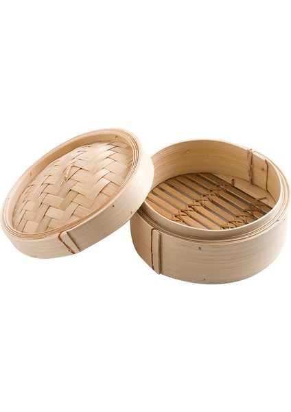 20,4 cm Kafes Stili Çin Bambu Buharlı Steamer Buharlı Ekmek Dim Sum Pirinç Ev Mutfak Taro Mantısı Steamer Rafı Buhar Tepsi Pişirme Kapları Kapak ile (Yurt Dışından)