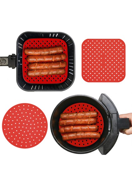 A-YUVARLAK-KIRMIZI-23CM Stili Hava Fritözü Liner Hava Fritözü Mat Gıda Sınıfı Yapışmaz Silikon Fritöz Sepeti Için -Inç Hava Fritözleri Buharlı Pişiriciler Mutfak Aksesuarları (Yurt Dışından) modelleri