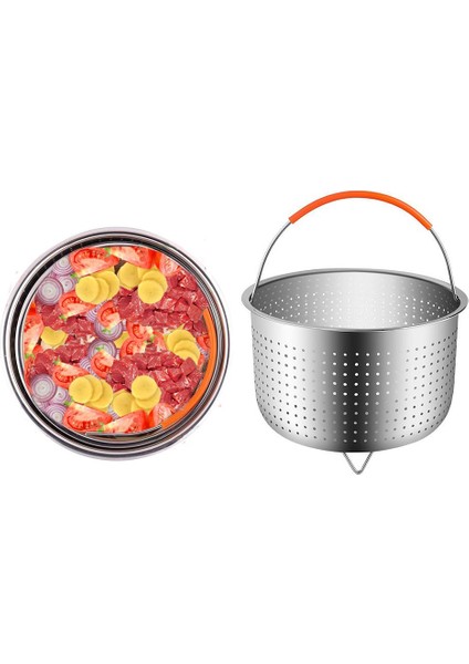 23.3cm 8l Stili 304 Paslanmaz Çelik Pilav Makinesi Buhar Sepeti Basınçlı Tencere Anti-Yakma Buharlı Pişirici Çok Fonksiyonlu Meyve Temiz Sepeti Mutfak Aracı (Yurt Dışından)