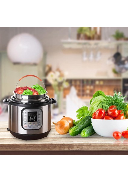 23.3cm 8l Stili 304 Paslanmaz Çelik Pilav Makinesi Buhar Sepeti Basınçlı Tencere Anti-Yakma Buharlı Pişirici Çok Fonksiyonlu Meyve Temiz Sepeti Mutfak Aracı (Yurt Dışından)
