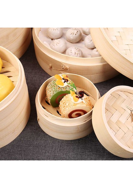 27CM 1 Steamer Stili Buhar Tavası Kapaklı Bambu Buhar Sepeti Seti Pişirme Mutfak Araçları Atıştırmalık Dim Sum Buharlı Balık Pirinç Sebze Yumurta (Yurt Dışından) modelleri