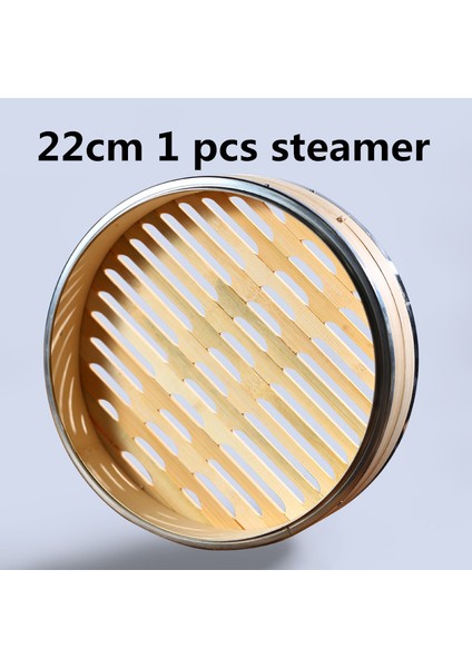 22CM 1 Adet Vapur Stili Bir Iki Üç Kafesli Kapaklı Bambu Buharlı Balık Pirinç Atıştırmalık Sepeti Seti Mutfak Pişirme Araçları Mantı Buharlı Pot (Yurt Dışından)