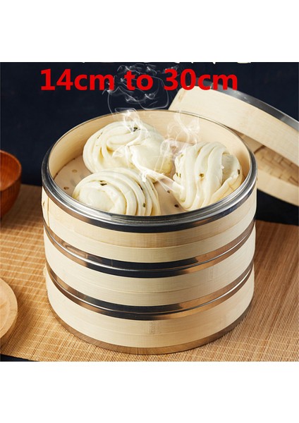 22CM 1 Adet Vapur Stili Bir Iki Üç Kafesli Kapaklı Bambu Buharlı Balık Pirinç Atıştırmalık Sepeti Seti Mutfak Pişirme Araçları Mantı Buharlı Pot (Yurt Dışından)