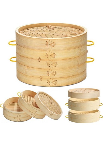 20CM Takım Stili Çin Mantısı Bambu Buharlı Pişirici Kapaklı Dimsum Saplı Mutfak Aracı Aksesuarı Buharlı Pişirici (Yurt Dışından) fiyatları