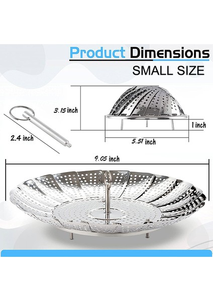 Küçük Stil Çeşitli Boyut Tencereye Uyan Genişletilebilir Paslanmaz Çelik Buhar Sepeti Instant Pot Aksesuarları Için Yiyecek ve Sebze (Yurt Dışından)