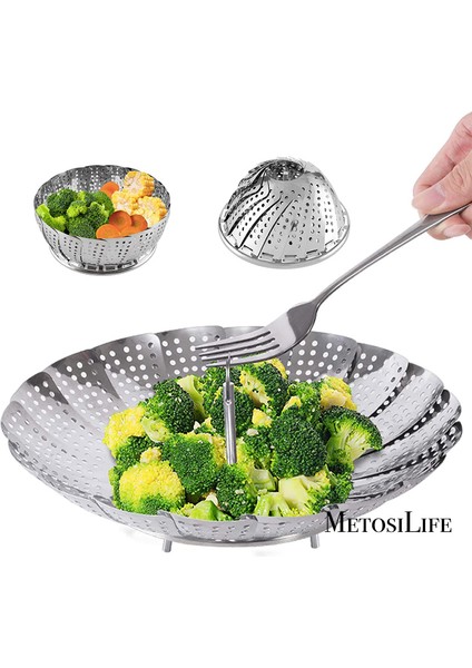 Küçük Stil Çeşitli Boyut Tencereye Uyan Genişletilebilir Paslanmaz Çelik Buhar Sepeti Instant Pot Aksesuarları Için Yiyecek ve Sebze (Yurt Dışından)