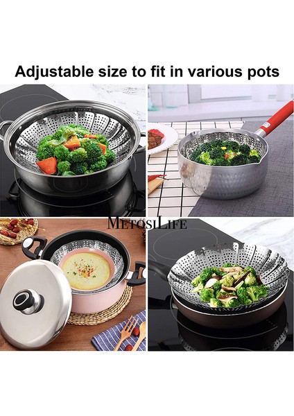 Küçük Stil Çeşitli Boyut Tencereye Uyan Genişletilebilir Paslanmaz Çelik Buhar Sepeti Instant Pot Aksesuarları Için Yiyecek ve Sebze (Yurt Dışından)