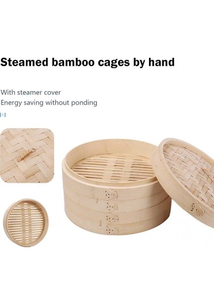 30CM 1 Buharlı Stil Bambu Buharlı Pişirici Örgü Sepet Mutfak Araçları Dumpling Yumurta Atıştırmalık Pirinç Balık Sebze Için Kapaklı Set (Yurt Dışından)