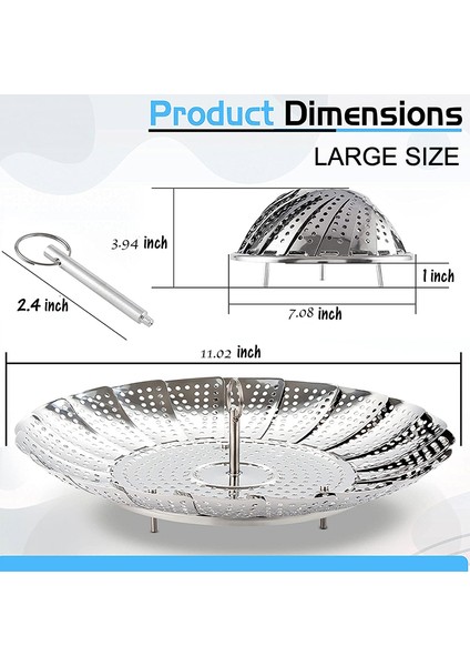 Büyük Stil Çeşitli Boyut Tencereye Uyan Genişletilebilir Paslanmaz Çelik Buhar Sepeti Instant Pot Aksesuarları Için Yiyecek ve Sebze (Yurt Dışından)