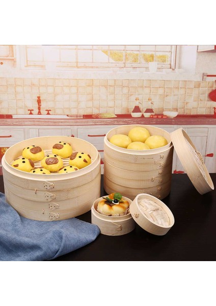 20CM 1 Buharlı Pişirici Stili Bambu Buharlı Pişirici Buharlı Sepet Kapak Seti Pişirme Mutfak Araçları Balık Sebze Pilav Yumurta Atıştırmalık Buharda Pişmiş Hamur Işi (Yurt Dışından) modelleri