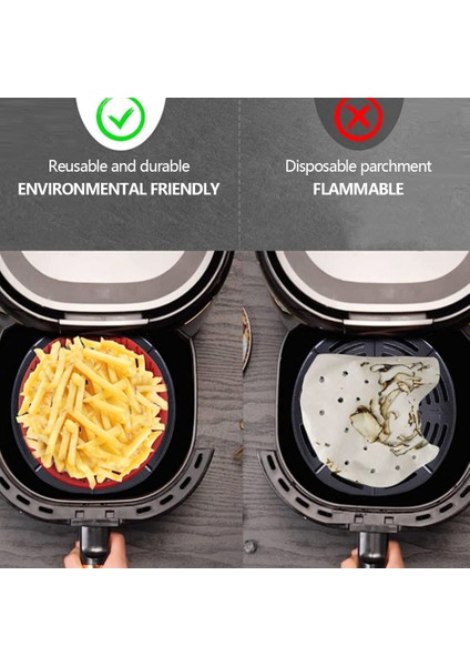A-KARE-SIYAH21.5CM Stili Hava Fritözü Liner Hava Fritözü Mat Gıda Sınıfı Yapışmaz Silikon Fritöz Sepeti Için -Inç Hava Fritözleri Buharlı Pişiriciler Mutfak Aksesuarları (Yurt Dışından) indirimleri