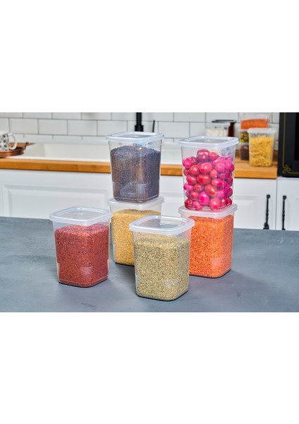 6'Lı Kendinden Kendinden Kapaklı Kare Saklama Kabı, Erzak, Baharat 1,15 Litre fiyatları
