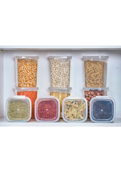 6'Lı Kendinden Kendinden Kapaklı Kare Saklama Kabı, Erzak, Baharat 1,15 Litre modelleri