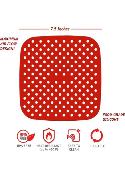Sq-Rd Stili Yeniden Kullanılabilir Hava Kızartma Tabak Altı Kaymaz Silikon Matlar - Cosori Nuwave Dash Pişirme Mutfak Aracı Hızlı (Yurt Dışından) fırsatları