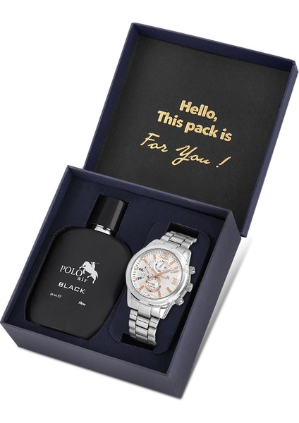 Erkek Kol Saati ve Parfüm Seti Hediyelik Kutusunda Kombin Gümüş Renk PL-0923E4 indirimleri