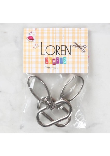 Loren 3 cm 2 Li Gümüş Rengi Makrome Anahtarlık Kan
